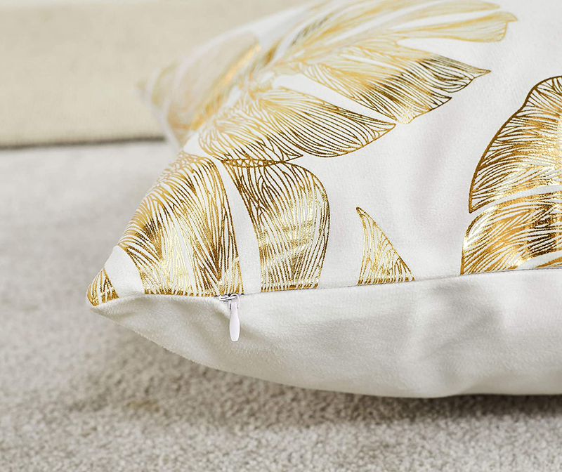 Neatblanc Pack of 4 Decorative Throw Pillow Case Cushion Cover Gold Stamping Leaves 18 X 18 Inches 45 X 45 Cm for Couch Bedroom Car Home & Garden > Decor > Chair & Sofa Cushions NeatBlanc   