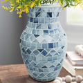 SHMILMH White Glass Vases for Flowers, Unique Handmade Natural Shell Vase, Rustic Mosaic Vases for Bouquets, Home Decor, Wedding, 8" Home & Garden > Decor > Vases SHMILMH Mosaic Blue Vase  