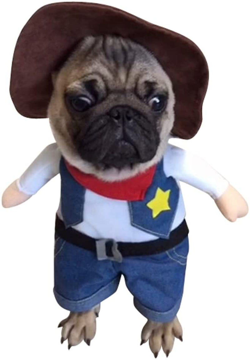 NACOCO Cowboy Dog Costume with Hat Dog Clothes Halloween Costumes for Cat and Small Dog Animals & Pet Supplies > Pet Supplies > Cat Supplies > Cat Apparel NACOCO Large  