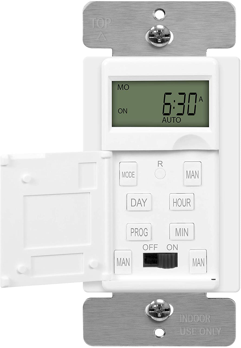 ENERLITES - HET01-C-W Programmable Digital Timer Switch for Lights, Fans, Motors, 7-Day 18 ON/OFF Timer Settings, Single Pole, Neutral Wire Required, UL Listed, HET01-C, White Home & Garden > Lighting Accessories > Lighting Timers Top Greener Inc 1 Pack  