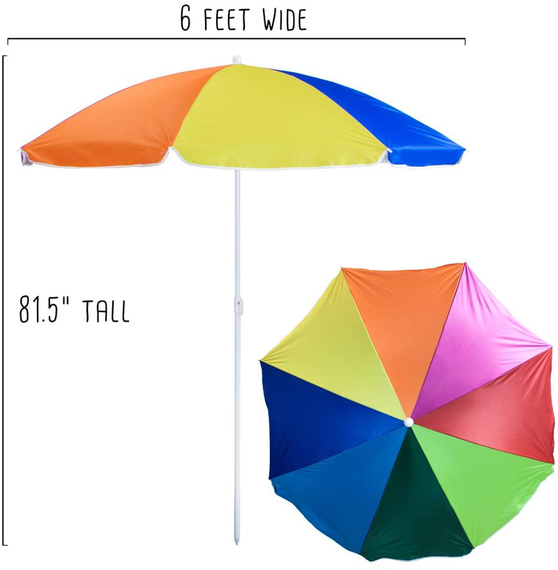 Sol Coastal 6-Foot Rainbow Beach and Patio Umbrella with Adjustable Height Home & Garden > Lawn & Garden > Outdoor Living > Outdoor Umbrella & Sunshade Accessories Sol Coastal   