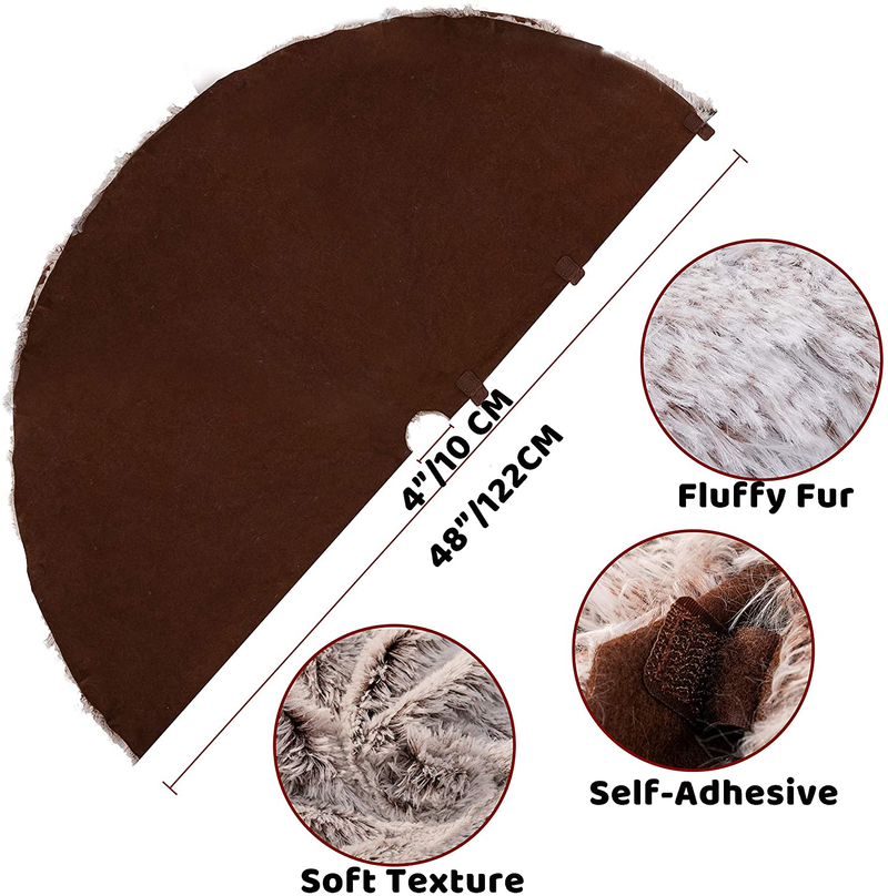 Joiedomi 48 Inch Faux Fur Tree Skirt Brown Christmas Tree Skirt, Soft Classic Fluffy Faux Fur Tree Skirt for Christmas Tree Decorations Home & Garden > Decor > Seasonal & Holiday Decorations > Christmas Tree Skirts Joiedomi   