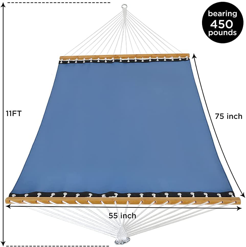 Patio Guarder 13.5FT Quick Dry Hammock Bamboo Spreader Bar Double Rope Hammock for 2 Person,Perfecf for Patio,barkyard and Outdoor,Blue Home & Garden > Lawn & Garden > Outdoor Living > Hammocks PATIOGUARDER   