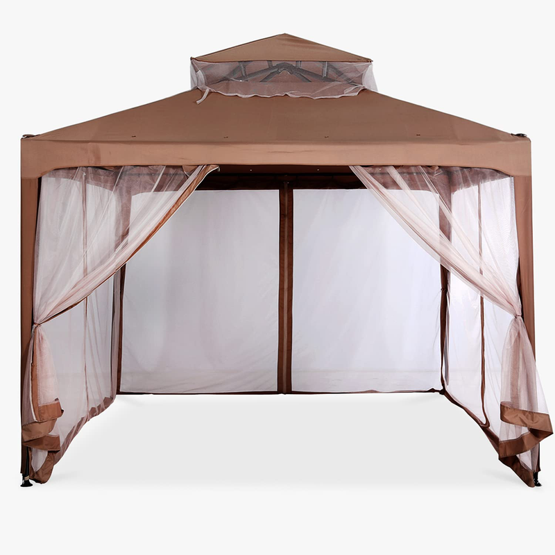 MASTERCANOPY Patio Gazebo 10'x10' Pop-Up Gazebo Tent Instant with Mosquito Netting Outdoor Gazebo Canopy Shelter with 100 Square Feet of Shade (Brown) Home & Garden > Lawn & Garden > Outdoor Living > Outdoor Structures > Canopies & Gazebos MASTERCANOPY   