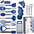 Kitchen Utensil Set 24 Nylon and Stainless Steel Utensil Set, Non-Stick and Heat Resistant Cooking Utensils Set, Kitchen Tools, Useful Pots and Pans Accessories and Kitchen Gadgets (Black) Sporting Goods > Outdoor Recreation > Camping & Hiking > Camping Tools Kaluns Blue 24 Pcs. 