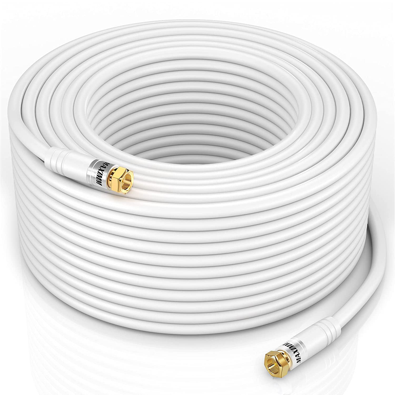 Maximm Coaxial - 2 Pack - White - Triple Shielded Audio and Video Coax Cable with Male F Connector Pin (25 Feet) Electronics > Electronics Accessories > Cables > Audio & Video Cables Maximm White 250 Feet 