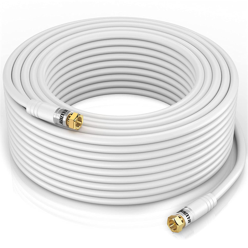 Maximm Coaxial - 2 Pack - White - Triple Shielded Audio and Video Coax Cable with Male F Connector Pin (25 Feet) Electronics > Electronics Accessories > Cables > Audio & Video Cables Maximm White 150 Feet 
