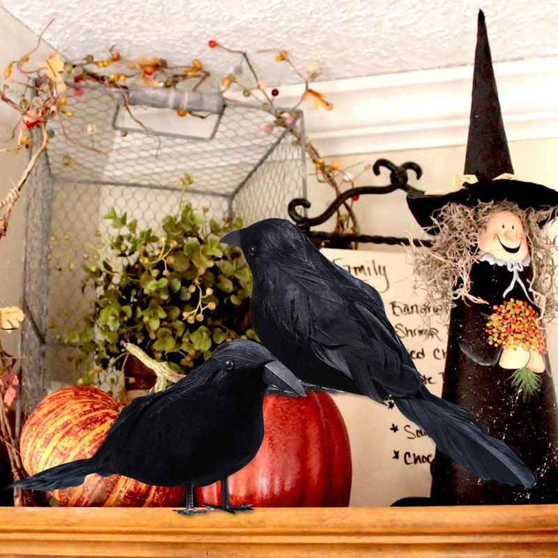 Sizonjoy 6 pc Halloween Black Feathered Crows, Halloween Fake Bird Decoration Halloween Ravens Décor Props Arts & Entertainment > Party & Celebration > Party Supplies Sizonjoy   