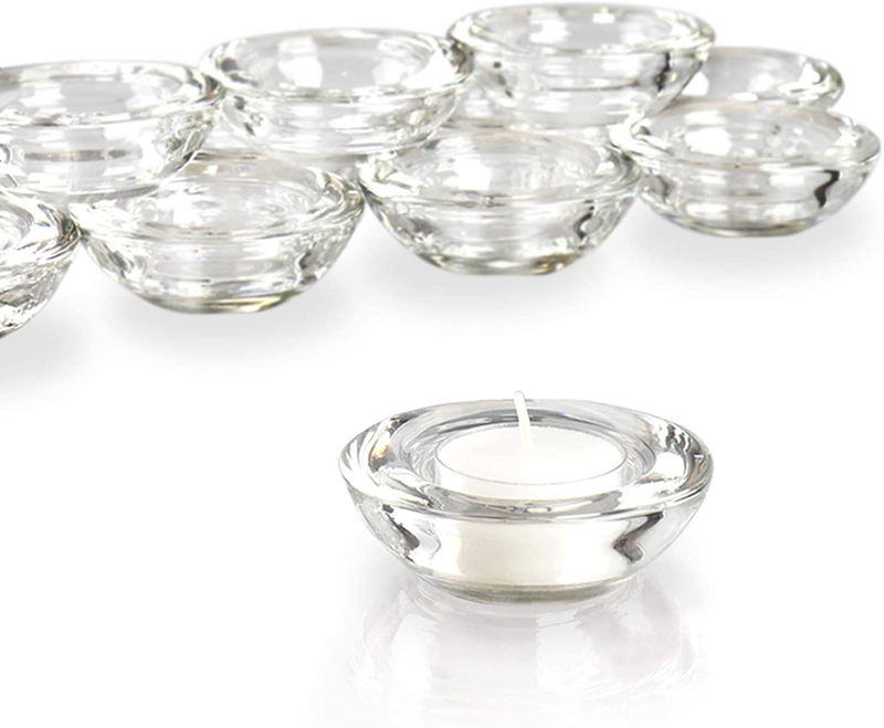 ELIVIA Clear Tealight Candle Holders - Set of 24, Round Chunky Glass Candle Holder, 3" Diameter - CH01 Home & Garden > Decor > Home Fragrance Accessories > Candle Holders Elivia 12 pack  