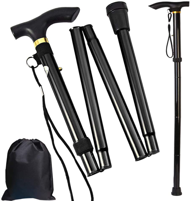 Folding Cane, Trekking Poles for Men, Women, Collapsible Walking Stick, Walking Cane with Carrying Bag, Adjustable,Lightweight, anti Shock, Rubber Base for Hiking Camping Sporting Goods > Outdoor Recreation > Camping & Hiking > Hiking Poles GTLZLZ   