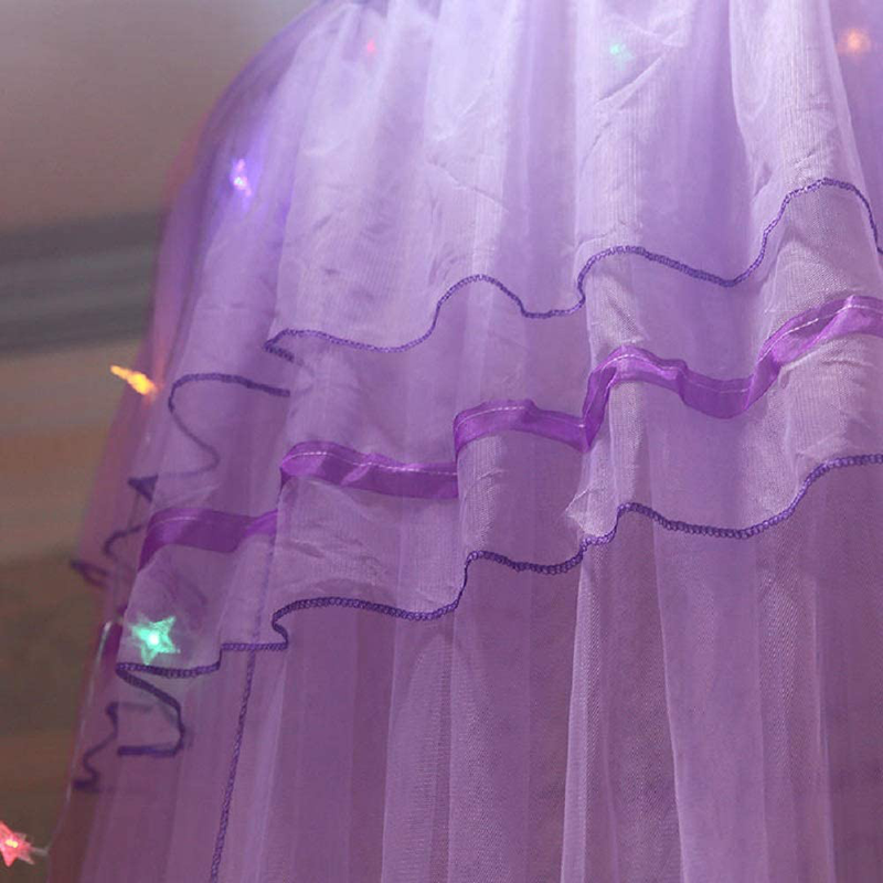 Jolitac Bed Canopy Lace Mosquito Net for Girls Beds, Unique Princess Play Tent Mesh Canopies Large Lace Dome Curtain Drapes Home & Travel (Purple) Sporting Goods > Outdoor Recreation > Camping & Hiking > Mosquito Nets & Insect Screens Jolitac   