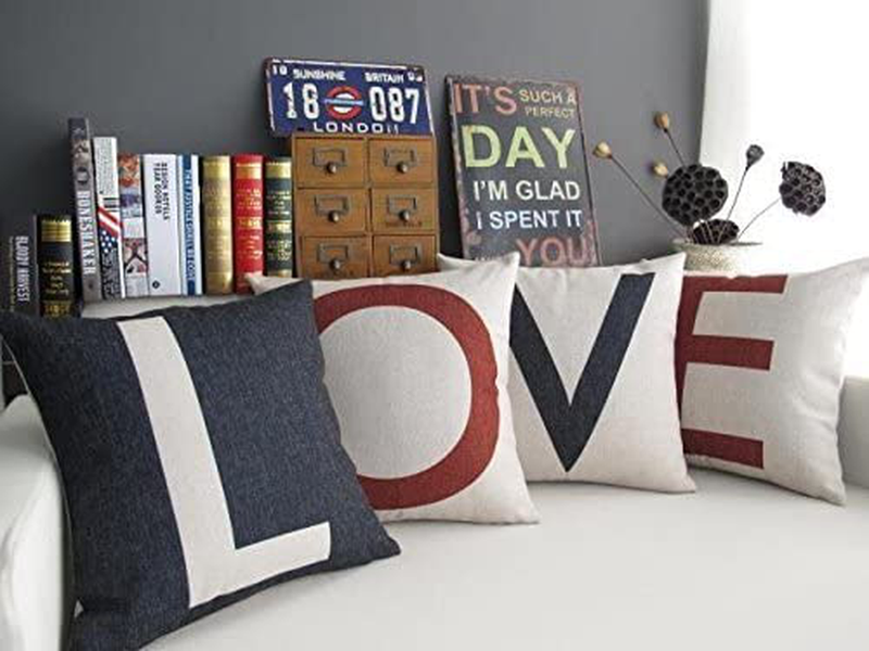 Love Valentines Throw Pillow Covers 18X18 Set of 4 Home Decorations Cushion Case for Sofa Couch