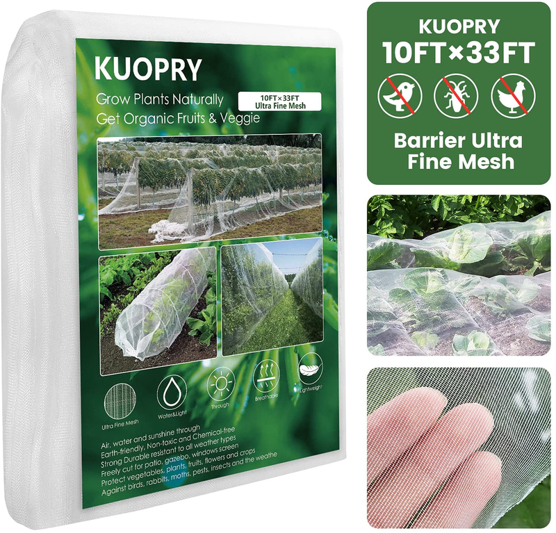 Kuopry 10X33 Ft Plant Covers Freeze Protection anti Bird Netting Mesh, Ultra Fine Mesh Protection Mosquito Netting, Green Garden Netting Protect Fruit and Vegetables from Birds and Animals-White Sporting Goods > Outdoor Recreation > Camping & Hiking > Mosquito Nets & Insect Screens Kuopry 10×33  