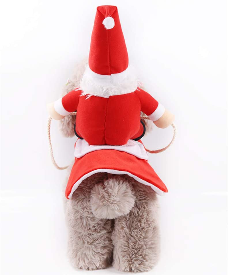 Sunmuxier Dog Cat Christmas Costume, Pet Christmas Holiday Outfit Funny Santa Claus Costumes on Pet to Send Gift Cosplay Coat Clothes Dressing up for Halloween Christmas Party