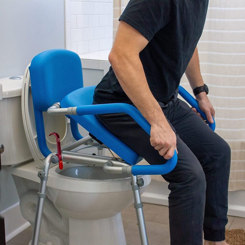 Gentleboost Uplift Assist Commode and Shower Chair with Integrated Toilet Safety Rail. Self-Powered Uplift Seat for Use as Commode, over a Toilet or as a Shower Chair.
