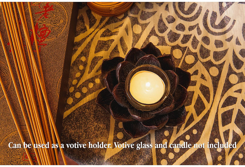 Lotus Incense Burner and Votive T-Light Candle Holder Meditation Flower Buddha