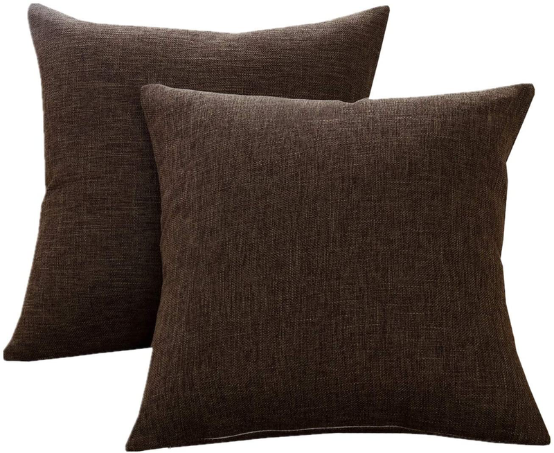 Sunday Praise Linen Decorative Throw Pillow Covers,Classical Square Solid Color Pillow Cases,16X16 Inches Cushion Covers for Sofa Couch Bed&Car,Pack of 2 (Brown) Home & Garden > Decor > Chair & Sofa Cushions Sunday Praise   