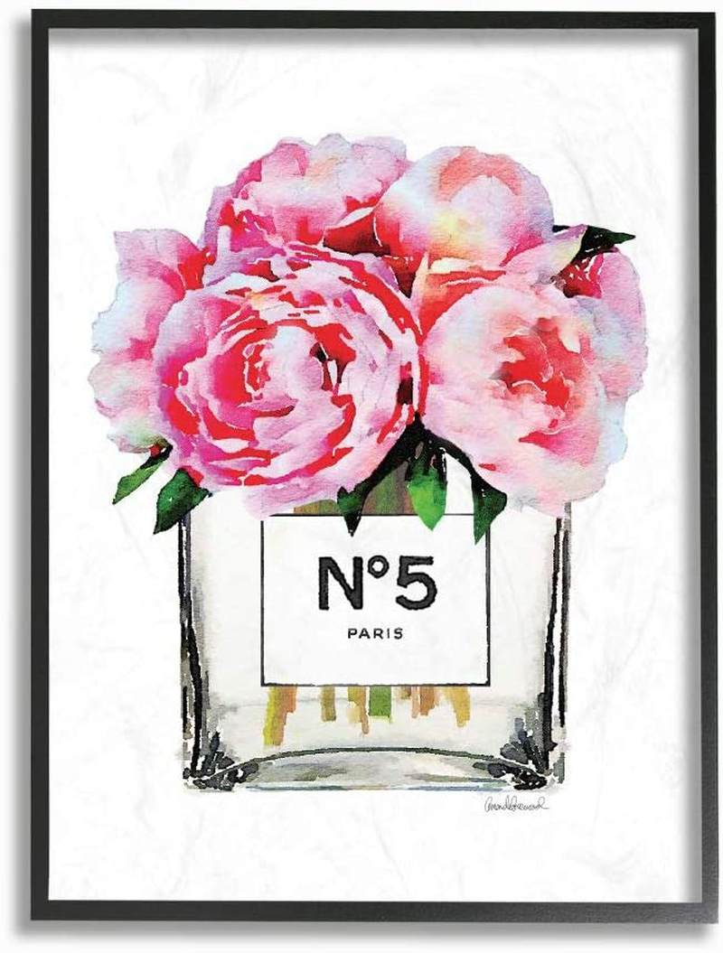 Stupell Industries Glam Paris Vase with Pink Peony Wall Art, 16 x 20, Design by Artist Amanda Greenwood Home & Garden > Decor > Vases Stupell Industries Black Framed 24x30 