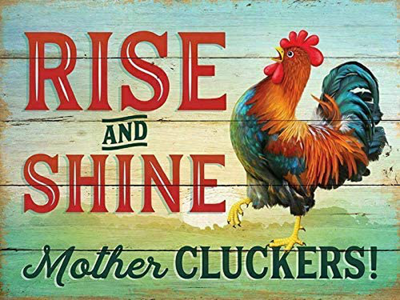 Retro Vintage Rise and Shine Mother Cluckers Chicken Metal Tin Sign Home Bar Cafe Retaurant Wall Decor Signs 12x8inch Home & Garden > Decor > Artwork > Sculptures & Statues SRYLED Default Title  