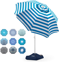 OutdoorMaster Beach Umbrella with Sand Bag - 6.5ft Beach Umbrella with Sand Anchor, UPF 50+ PU Coating with Carry Bag for Patio and Outdoor - Navy Striped Home & Garden > Lawn & Garden > Outdoor Living > Outdoor Umbrella & Sunshade Accessories OutdoorMaster Blue Striped  