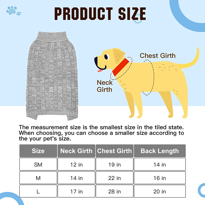 PUPTECK Dog Winter Sweaters - Classic Cold Days Dog Coat Knitted Clothes Soft Warm for Small Medium Large Dogs Indoor Outdoor Wearing Animals & Pet Supplies > Pet Supplies > Dog Supplies > Dog Apparel PUPTECK   