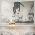 threetothree 50X60 Inches Tapestry Wall Hanging Interior Decorative Skater Boy Skate Park Venice Skateboard California Beach Trick for Bedroom Living Room Tablecloth Dorm