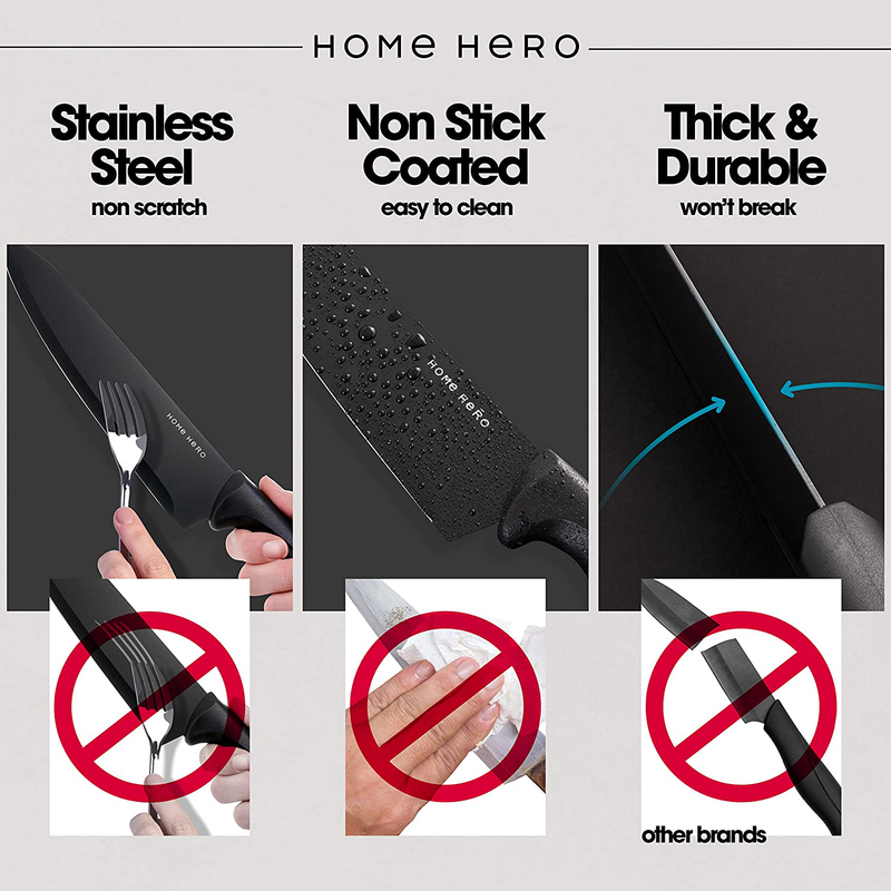 Home Hero Chef Knife Set Knives Kitchen Set Stainless Steel Kitchen Knives Set Kitchen Knife Set with Stand, Professional Knife Sharpener 7 Piece Set ( Stainless Steel Blades with Non-Stick Coating ) Home & Garden > Kitchen & Dining > Kitchen Tools & Utensils > Kitchen Knives Home Hero   