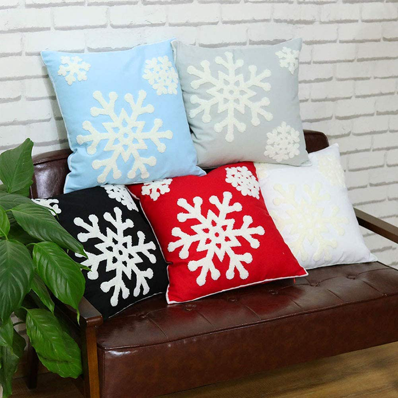 Elife 18x18 Soft Canvas Christmas Winter Snowflake Style Cotton Linen Embroidery Throw Pillows Covers w/Invisible Zipper for Bed Sofa Cushion Pillowcases for Kids Bedding (1 Pair, White) Home & Garden > Decor > Seasonal & Holiday Decorations& Garden > Decor > Seasonal & Holiday Decorations Elife   