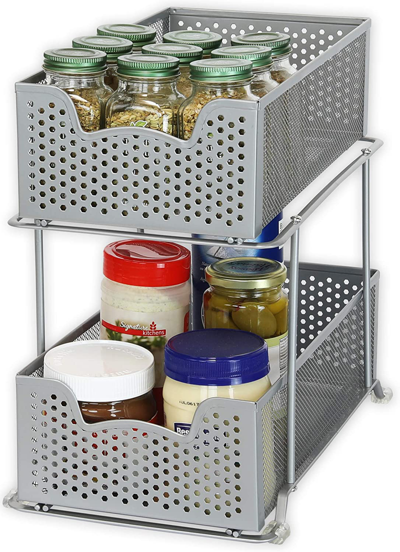 Simplehouseware 2 Tier Sliding Cabinet Basket Organizer Drawer, Silver Home & Garden > Kitchen & Dining > Food Storage Simple Houseware   