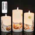 DRomance Christmas Flameless LED Flickering Candles Battery Operated with 10-Key Remote and Timer Realistic 3D Wick White Real Wax Holiday Window Candles(Snowman Decal, 3 x 4, 5, 6 Inches) Home & Garden > Decor > Home Fragrances > Candles DRomance 3d Wick-santa  