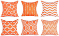 Top Finel Accent Decorative Throw Pillows Durable Canvas Outdoor Cushion Covers 16 X 16 for Couch Bedroom, Set of 6, Navy Home & Garden > Decor > Chair & Sofa Cushions Top Finel Orange 20"x20" 
