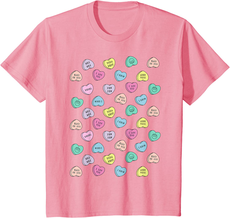 Star Wars Candy Hearts Love Valentine'S Day Graphic T-Shirt Home & Garden > Decor > Seasonal & Holiday Decorations STAR WARS Pink Youth Kids 10
