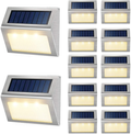 Solar Lights for Fence [Warm White] Waterproof Solar Powered Steps Light Auto On/Off Outdoor Wireless LED Lamp Decks Lighting Walkway Patio Stair Garden Path Rail Backyard Fences Post 8 Pack Home & Garden > Lighting > Lamps JSOT Warm White 12-Pack 