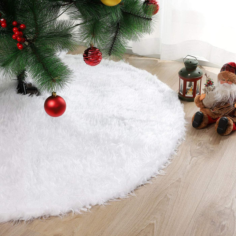 Christmas Tree Skirt 36'' White Plush Tree Skirt Holiday Tree Ornaments Decoration for Merry Christmas Winter New Year House Decoration Supplies (36''(90cm)-White) Home & Garden > Decor > Seasonal & Holiday Decorations > Christmas Tree Skirts Yansanido   