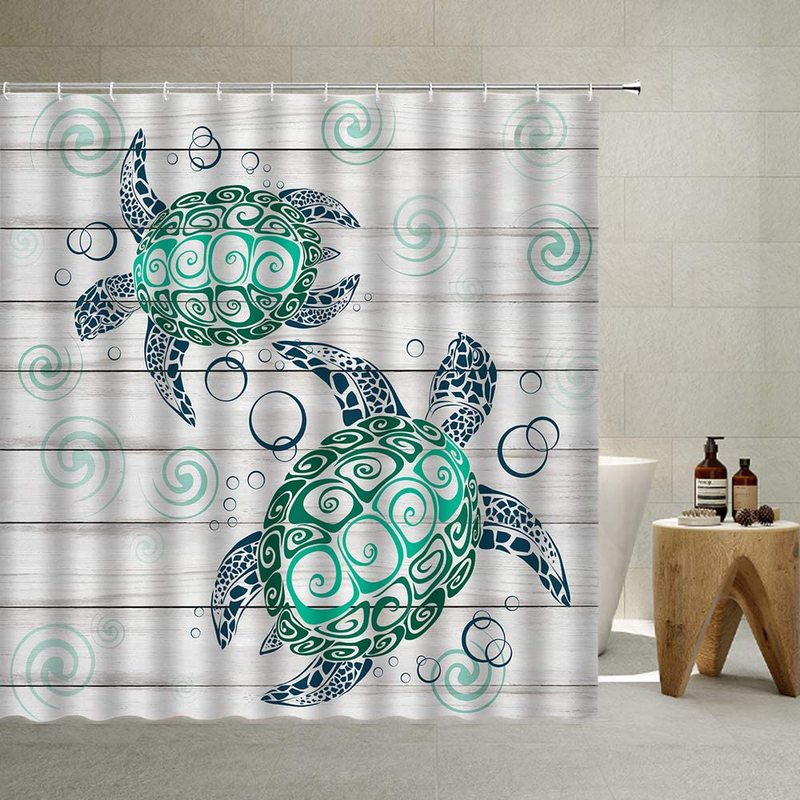 Nautical Biological Theme Shower Curtain Blue Ocean Sea Turtles Octopus Seahorse Beach Coral Reef Vintage Nautical Map Christmas New Year Decoration Bathroom Curtain with Hooks , Teal,70 X 70 Inch Home & Garden > Decor > Seasonal & Holiday Decorations& Garden > Decor > Seasonal & Holiday Decorations QYVLHD Teal Gray 80 X 70 Inch 
