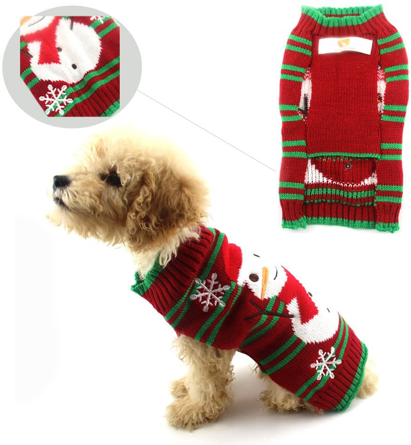 NACOCO Dog Snow Sweaters Snowman Sweaters Xmas Dog Holiday Sweaters New Year Christmas Sweater Pet Clothes for Small Dog and Cat Animals & Pet Supplies > Pet Supplies > Dog Supplies > Dog Apparel NACOCO   