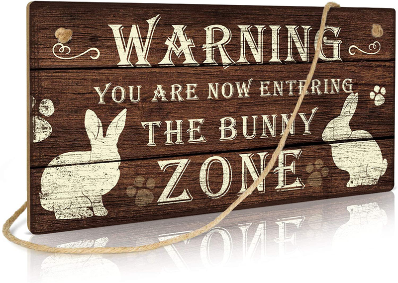 Putuo Decor Funny Rabbit Sign Bunny Rabbit Home Decor Gift Bunny Mom Bunny Lover 12 x 6 Inch (The Bunny Zone) Home & Garden > Decor > Seasonal & Holiday Decorations Putuo Decor The Bunny Zone  