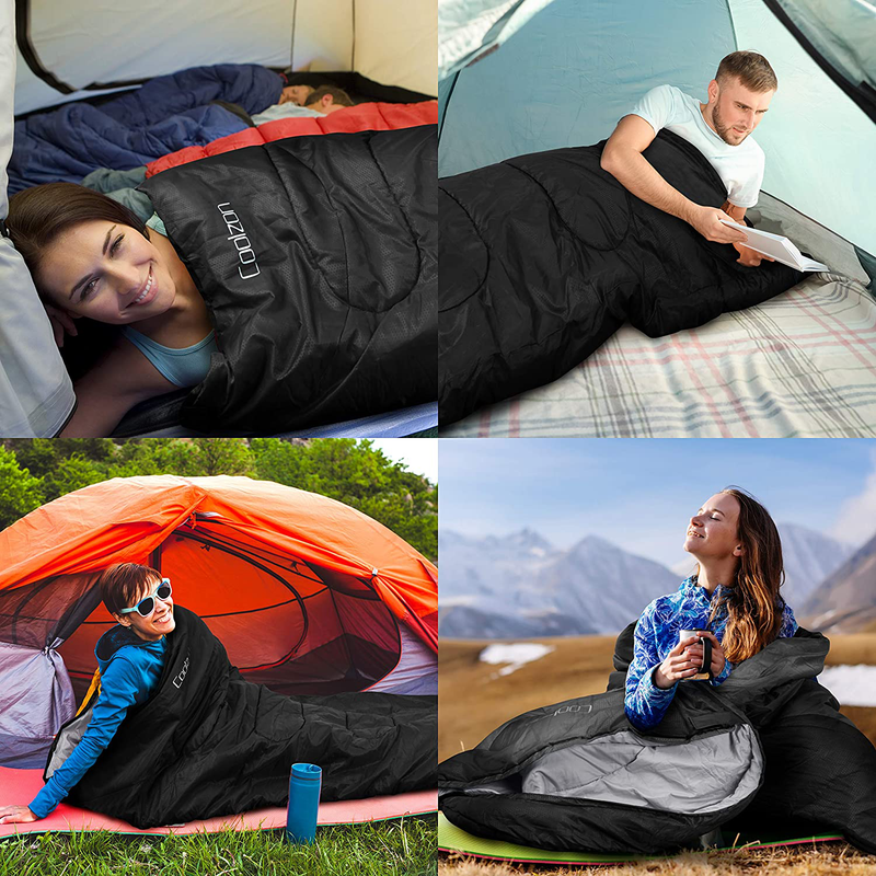 Coolzon Lightweight Backpacking Sleeping Bag for Adults Boys and Girls, Cold Weather Kids Sleeping Bag for All Season Hiking & Camping