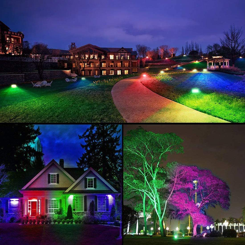 Led Flood Light 100W Equivalent, Outdoor Color Changing Led Stage Landscape Lighting, RGB Bluetooth Smart Floodlights 2700K & 16 Million Colors&Timing& Music Sync, IP66 Waterproof US 3-Plug (2 Pack)
