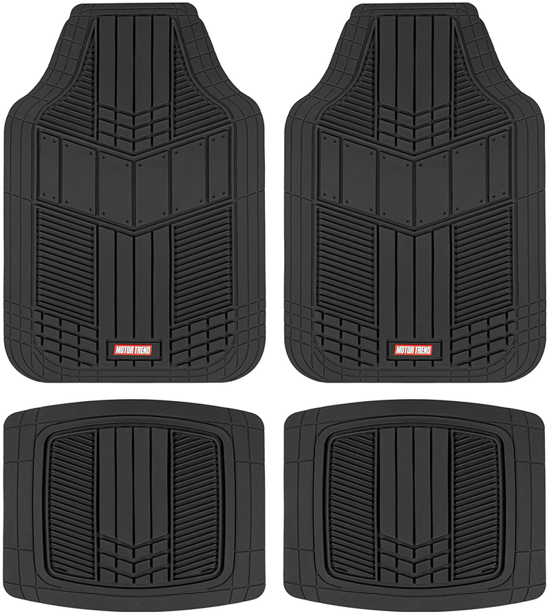 Motor Trend DualFlex All-Weather Rubber Floor Mats for Car, Truck, Van & SUV – Waterproof Front & Rear Liners with Drainage Channels & Two-Tone Sport Design Vehicles & Parts > Vehicle Parts & Accessories > Motor Vehicle Parts > Motor Vehicle Seating Motor Trend Black  