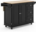 Homestyles Dolly Madison Kitchen Cart with Wood Top and Drop Leaf Breakfast Bar, Rolling Mobile Kitchen Island with Storage and Towel Rack, 54 Inch Width, Off-White Home & Garden > Kitchen & Dining > Food Storage homestyles Black  
