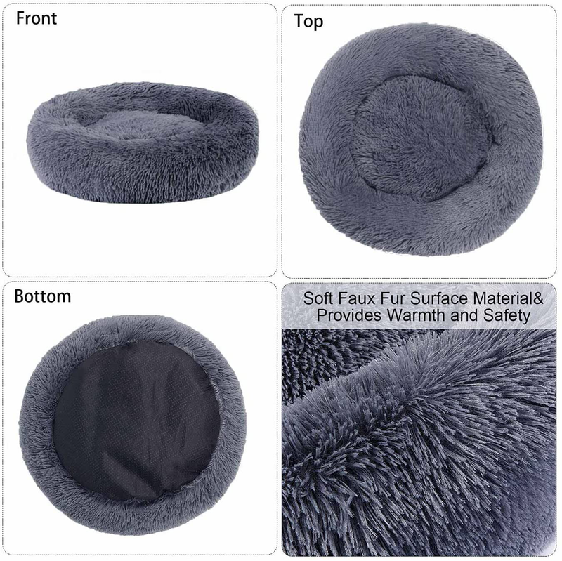 GROOBOLL Cat Bed, Donut Dog Bed, Anti-Anxiety Plush Calming Dog Bed, Soft Fuzzy round Dog Bed, Washable Fluffy Dog Beds for Small Medium Dogs and Cats (20"/24"/28") Animals & Pet Supplies > Pet Supplies > Dog Supplies > Dog Beds GROOBOLL   