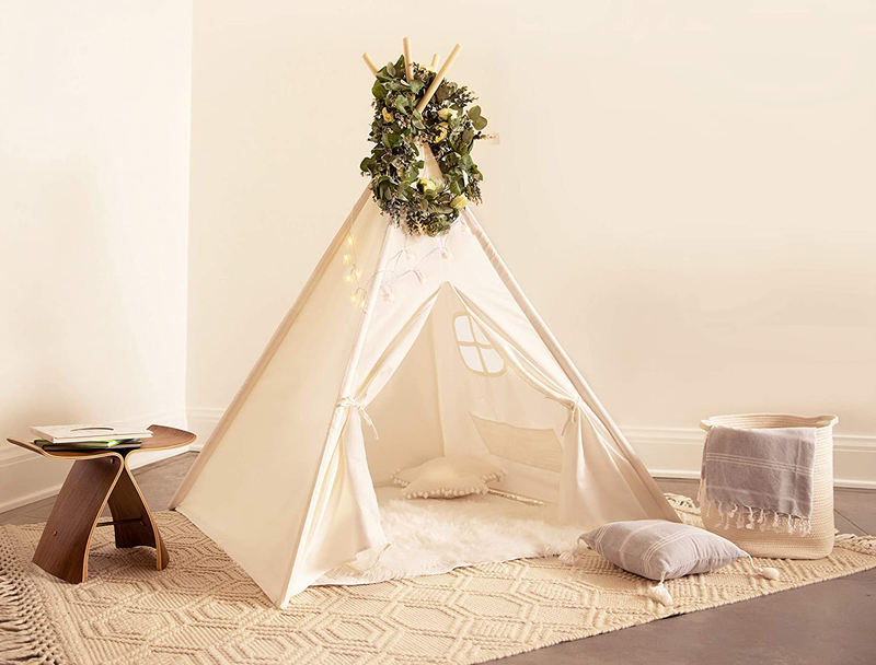 Kids Teepee Tent for Kids - with Mat, Light String, Pillow & Blanket | Teepee Tent for Kids | Kids Play Tent | Kids Teepee Play Tent | Toddler Teepee Tent for Girls & Boys Sporting Goods > Outdoor Recreation > Camping & Hiking > Tent Accessories PLAYVIBE   