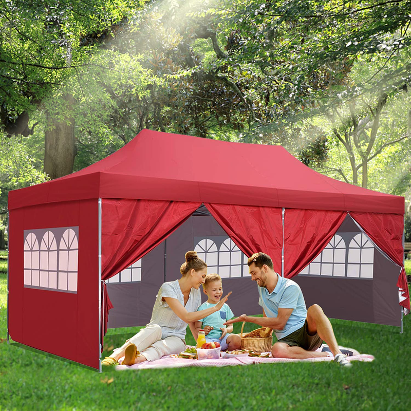 GDY 10x10 Ft Outdoor Pop Up Canopy Tent, Commercial Portable Instant Folding Shelter Gazebos Blue Waterproof Canopies with Carrying Bag Home & Garden > Lawn & Garden > Outdoor Living > Outdoor Structures > Canopies & Gazebos gdy Red 10x20 