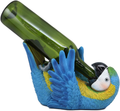 Ebros Gift Tropical Rio Rainforest BlueScarlet Macaw Parrot Wine Bottle Holder Caddy Figurine 10.25"Long Kitchen Dining Party Hosting Decor Statue Of South American Evergreen Forest Birds (Blue Macaw)
