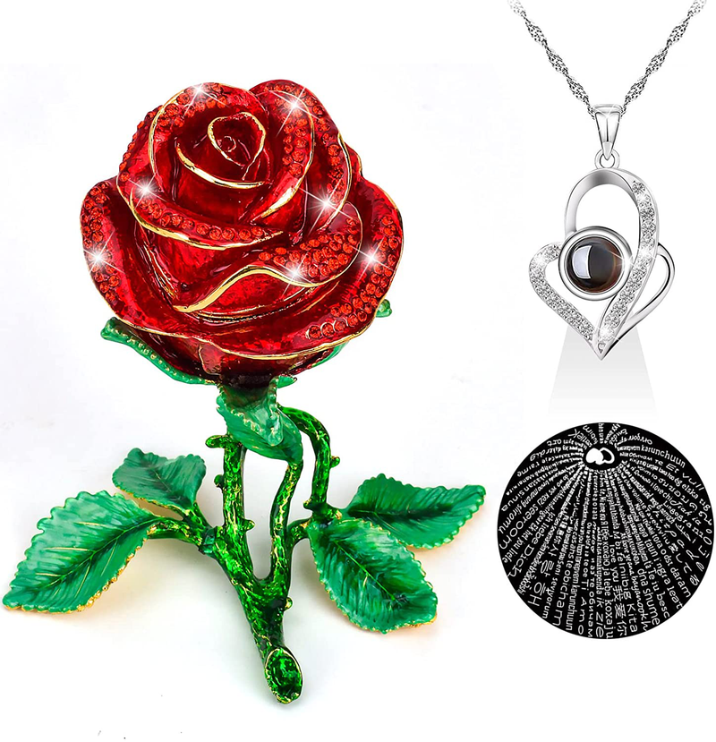 Likeny Valentines Day Gifts for Her, Preserved Rose Love You 925 Sterling Silver Necklace Valentines/Birthday for Girlfriends/Women/Her/Mom Home & Garden > Decor > Seasonal & Holiday Decorations Likeny   