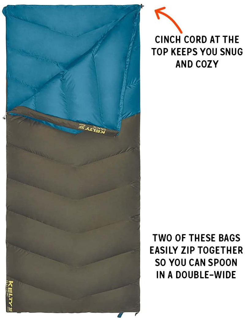 Kelty Galactic 30 Degree down Sleeping Bag, Packed with Lightweight 550 Fill Down, Anti-Snag Zipper, Cinch Cord & More for Men and Women Sporting Goods > Outdoor Recreation > Camping & Hiking > Sleeping BagsSporting Goods > Outdoor Recreation > Camping & Hiking > Sleeping Bags Kelty   