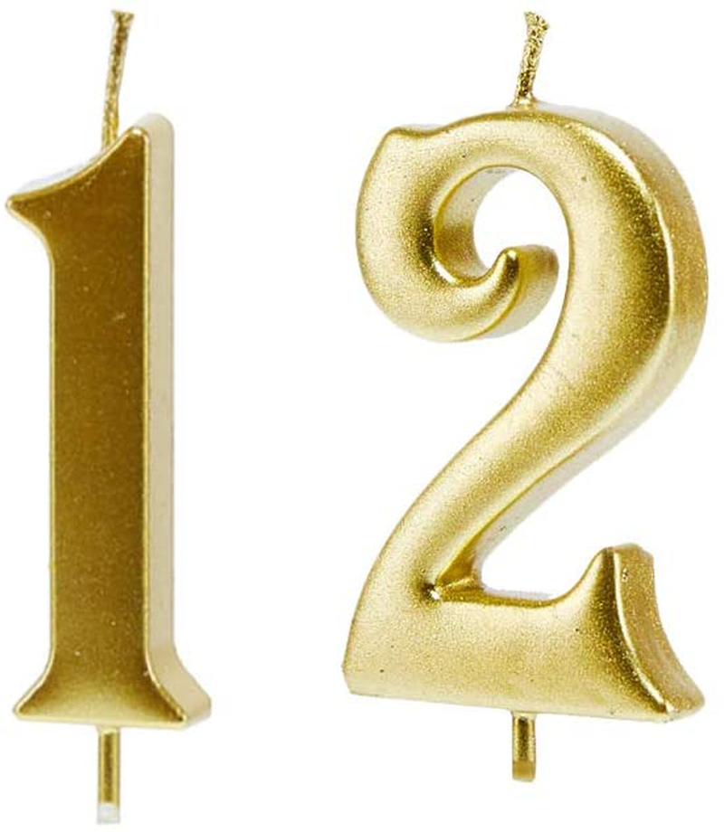 Mart 12th Birthday Candles,Gold Number 12 Cake Topper for Birthday Decorations Home & Garden > Decor > Home Fragrances > Candles Mart Default Title  