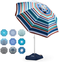 OutdoorMaster Beach Umbrella with Sand Bag - 6.5ft Beach Umbrella with Sand Anchor, UPF 50+ PU Coating with Carry Bag for Patio and Outdoor - Navy Striped Home & Garden > Lawn & Garden > Outdoor Living > Outdoor Umbrella & Sunshade Accessories OutdoorMaster Blue/Red Striped  