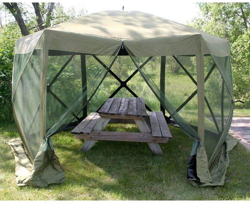 CLAM Quick-Set Escape 11.5 x 11.5 Foot Portable Pop-Up Outdoor Camping Gazebo Screen Tent 6 Sided Canopy Shelter with Ground Stakes & Carry Bag, Green Home & Garden > Lawn & Garden > Outdoor Living > Outdoor Structures > Canopies & Gazebos CLAM   